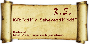 Kádár Seherezádé névjegykártya
